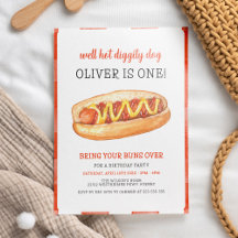 Watercolor Hot Dog 1st Birthday