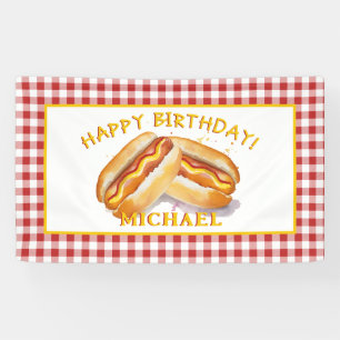 Watercolor Hot Dog Birthday Party Banner – Kids BB