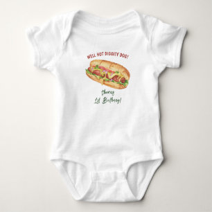 Watercolor Hot Dog Kids Birthday Baby Bodysuit