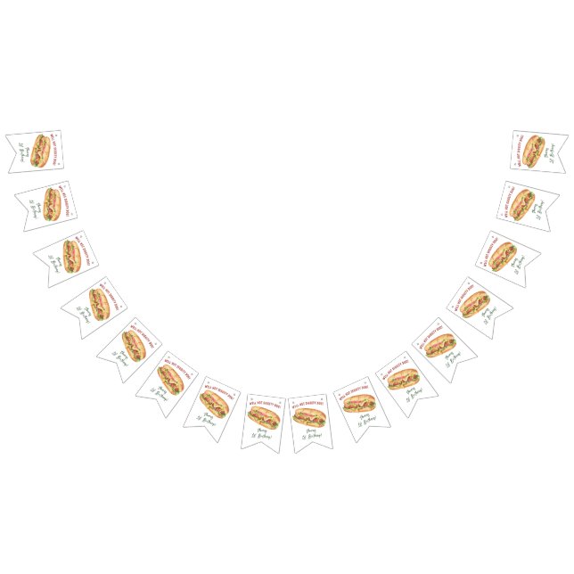 Watercolor Hot Dog Kids Birthday Bunting (All)