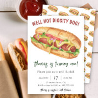 Watercolor Hot Dog Kids Birthday