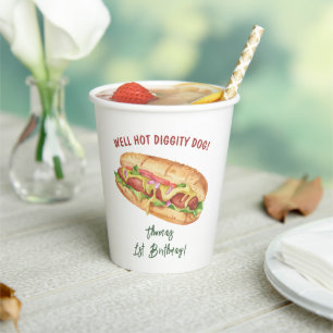 Watercolor Hot Dog Kids Birthday Paper Cups
