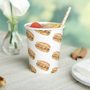 Watercolor Hot Dog Kids Birthday Paper Cups