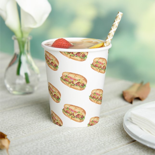 Watercolor Hot Dog Kids Birthday Paper Cups (Insitu)