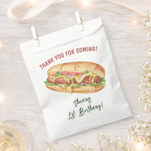 Watercolor Hot Dog Kids Birthday Thank you Favour Bag