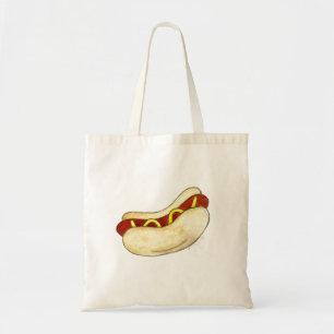 Watercolor Hot Dog w/ Mustard on Bun Junk Food Bag