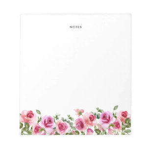 Watercolor Hot Pink Rose Flowers Personised Note