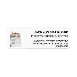Watercolor House Art Charming Business Brand Label Return Address Label