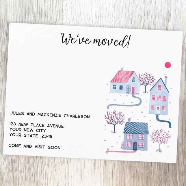 Watercolor House Change of Address Holiday Postcard (Watercolor house personalized moving home change of address announcement postcard)