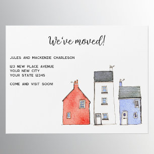 Watercolor House Change of Address Magnetic Card