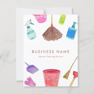 Watercolor House Cleaning Supplies Colourful Moder Postcard