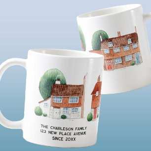 Watercolor House New Home Personalized Coffee Mug