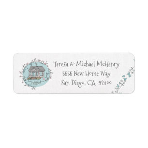 Watercolor House New Home return address labels