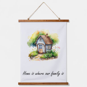Watercolor House Portrait Hanging Tapestry