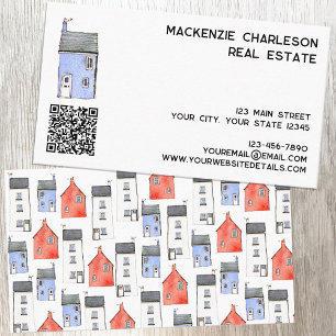 Watercolor House QR code Business Card