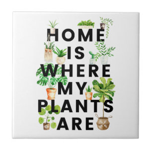 Watercolor Houseplant Gardening Quote Ceramic Tile