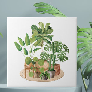 Watercolor Houseplants Ceramic Tile