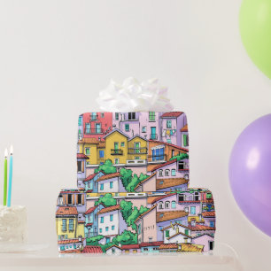 Watercolor Houses Homes Real Estate  Wrapping Paper