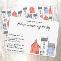 Watercolor Houses House Warming Party