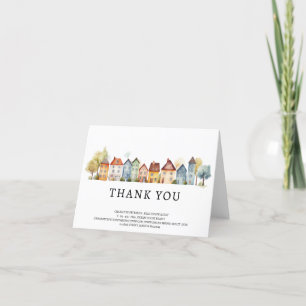 Watercolor Houses Real Estate  Thank You Card