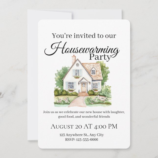 Watercolor Housewarming Party Invitation (Front)