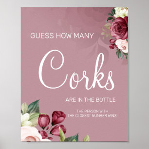 Watercolor  How many Corks bridal shower game sign