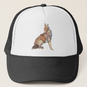 Watercolor Howling Coyote, Animal, Nature Wildlife Trucker Hat