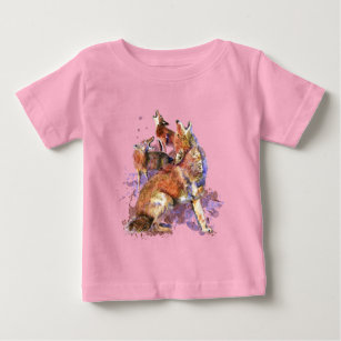 Watercolor Howling Coyotes Animal Nature Art Baby  Baby T-Shirt
