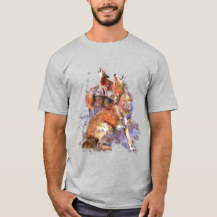 Watercolor Howling Coyotes Animal Nature Art T-Shi T-Shirt