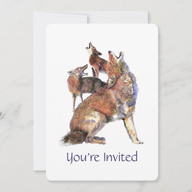 Watercolor Howling good Coyote Birthday Party Invitation (Front)