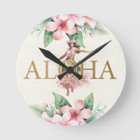 Watercolor Hula Girl Aloha On Island Time Hawaii
