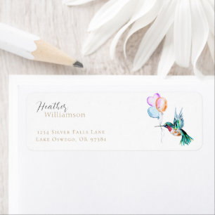 Watercolor Hummingbird and Balloons Return Address Label