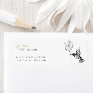 Watercolor Hummingbird and Balloons Return Address Label