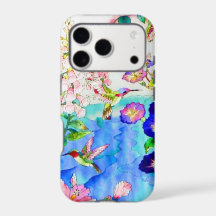 Watercolor Hummingbird and Flowers iPhone 17 Case