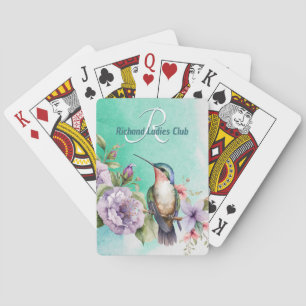 Watercolor Hummingbird and Flowers Personalized  Playing Cards