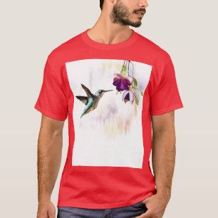 Watercolor Hummingbird And Flowers T-Shirt