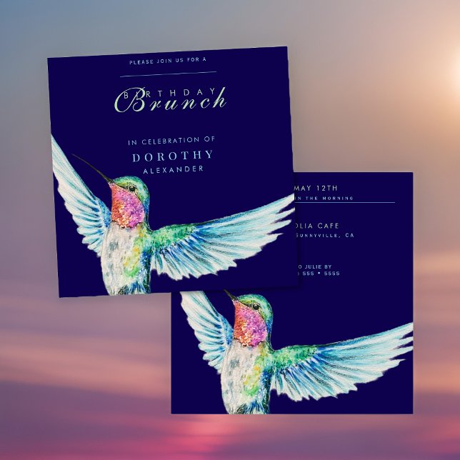 Watercolor Hummingbird ANY Birthday Brunch Invitation (Creator Uploaded)