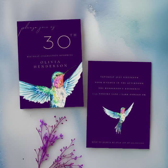 Watercolor Hummingbird ANY Birthday Invitation (Creator Uploaded)
