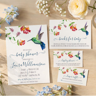 Watercolor Hummingbird Baby Shower Diaper Raffle Enclosure Card