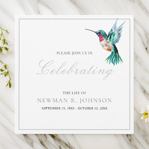 Watercolor Hummingbird Celebration of Life Invitation