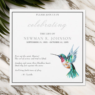 Watercolor Hummingbird Celebration of Life Invitation