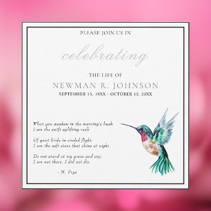 Watercolor Hummingbird Celebration of Life Invitation