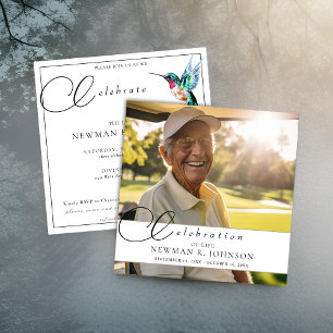 Watercolor Hummingbird Celebration of Life Photo Invitation