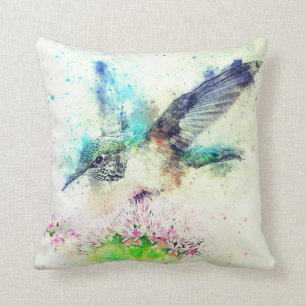 Watercolor Hummingbird Cushion