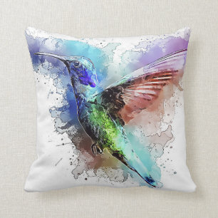 Watercolor Hummingbird Cushion