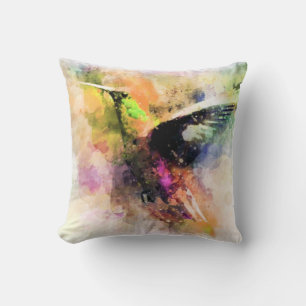 Watercolor hummingbird cushion