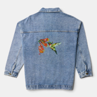 Watercolor Hummingbird Denim Jacket