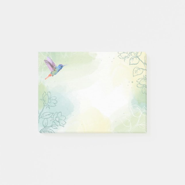Watercolor Hummingbird Garden Bird Nature Art Post-it Notes (Front)