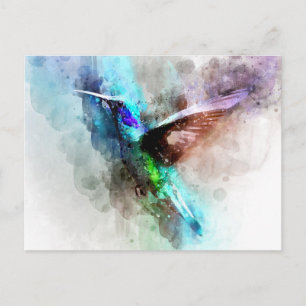 Watercolor Hummingbird Illustration Postcard