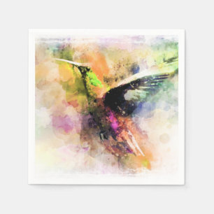 Watercolor hummingbird napkin